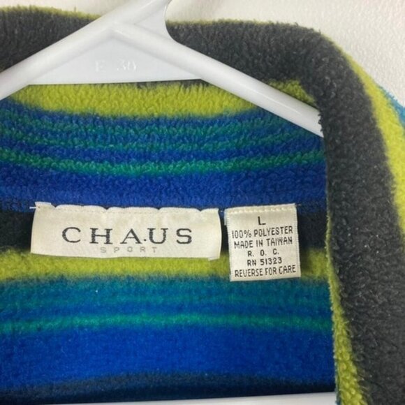 Womens Vintage‎ Chaus Sport Fleece Shacket Blue Green Black L - Picture 5 of 5
